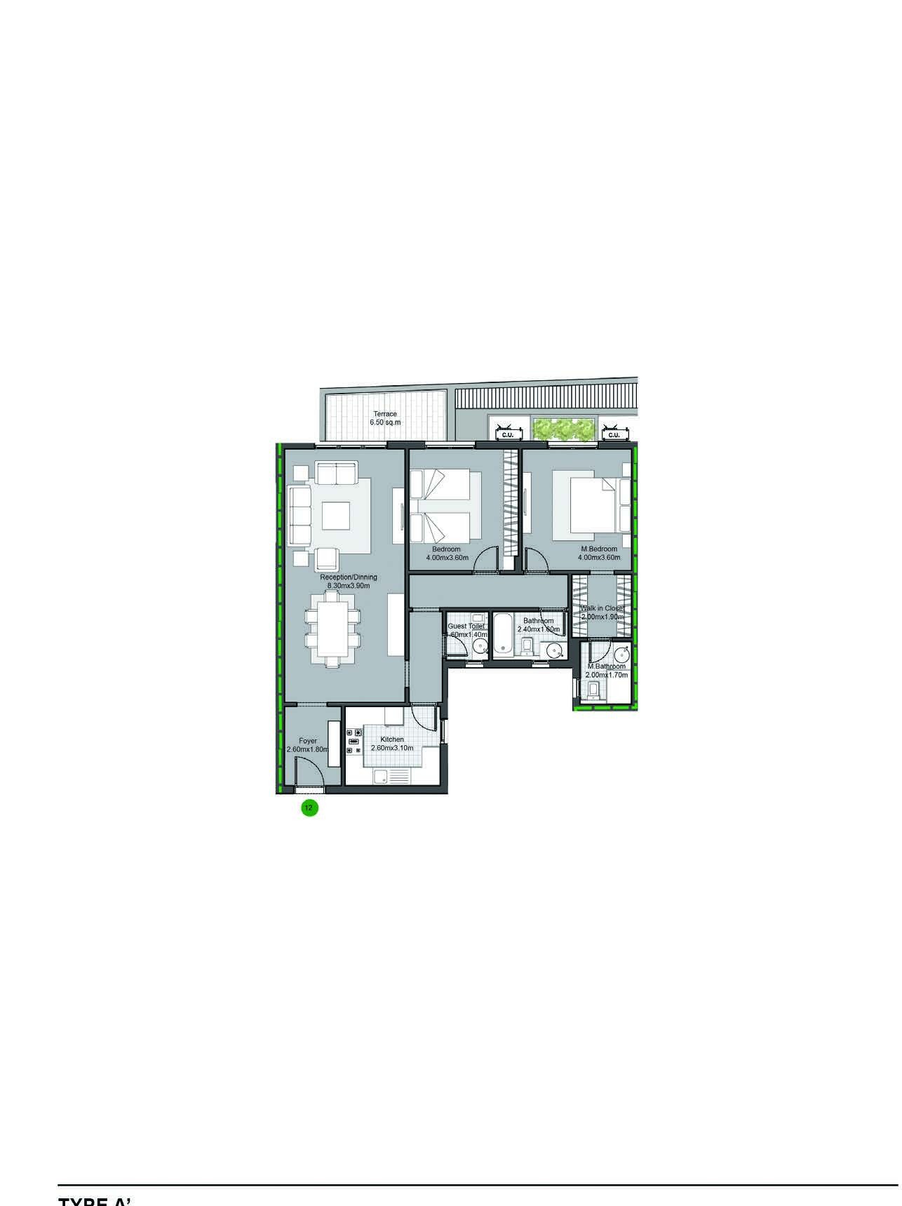 Floor plan for apartment at Villette