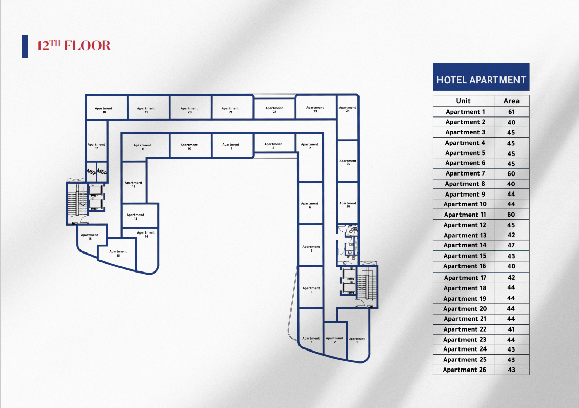 Floor plan for apartment at Rayan Tower