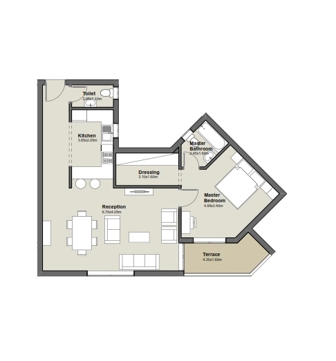 Floor plan for apartment at Axis X Iwan