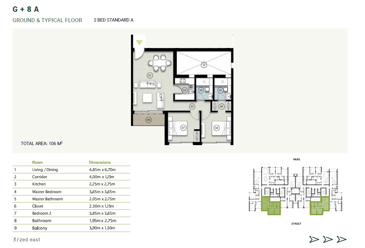 Floor plan for apartment at ZED East