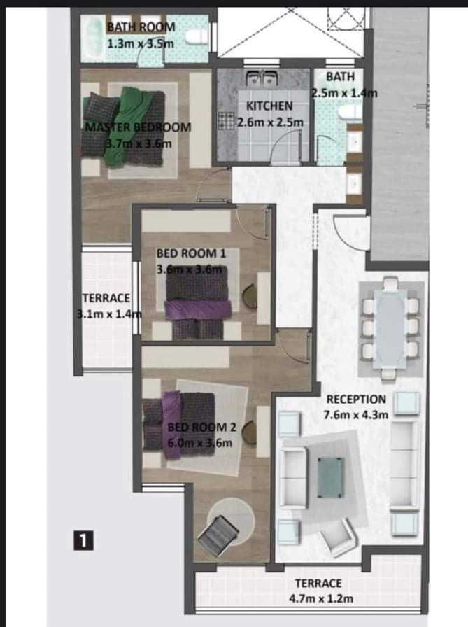 Floor plan for apartment at Fifth Square Al Marasem