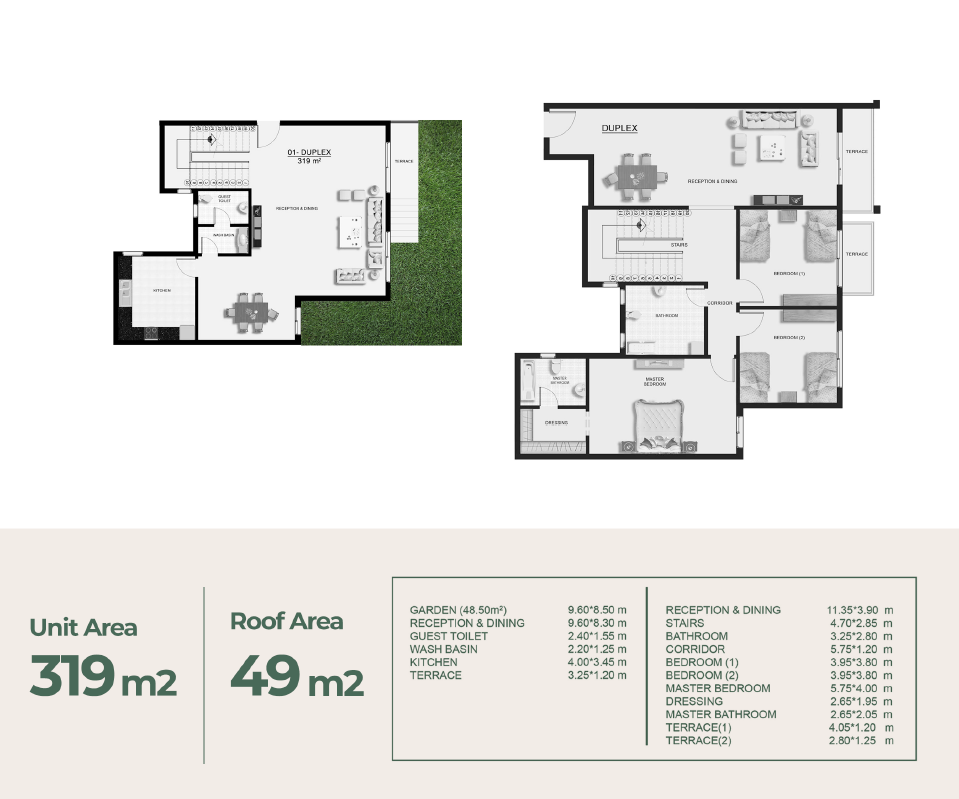 Floor plan for duplex at Botanica Residential
