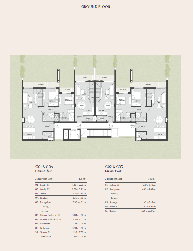 Floor plan for duplex at Carnelia