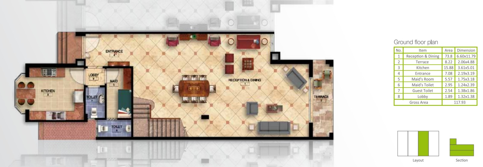 Floor plan for townhouse at Mountain View Hyde Park