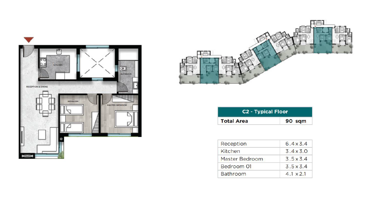 Floor plan for apartment at Kayan