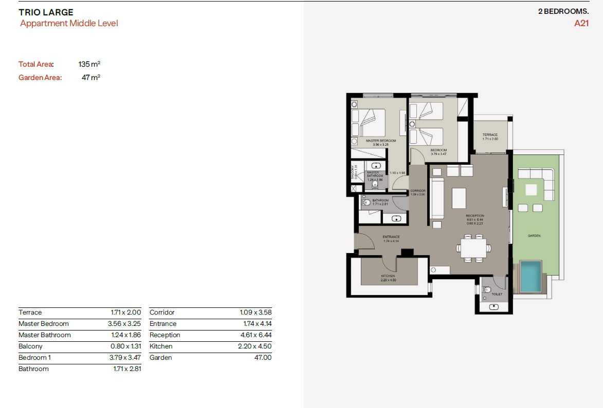Floor plan for duplex at Trio