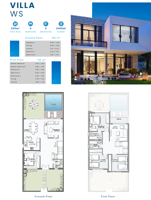Floor plan for villa at Sea View