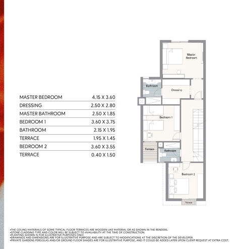 Floor plan for townhouse at Telal East