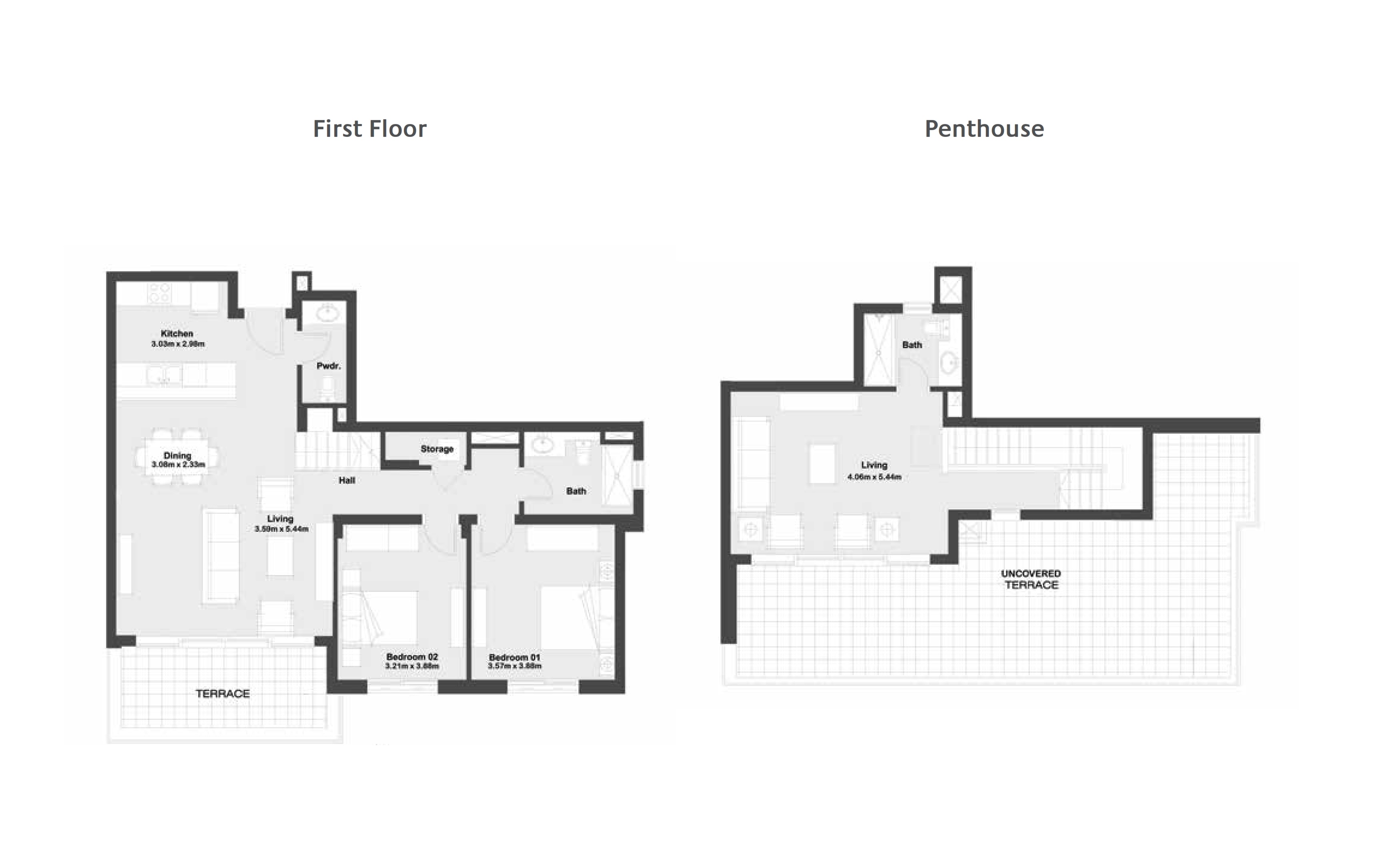 Floor plan for penthouse at Marassi
