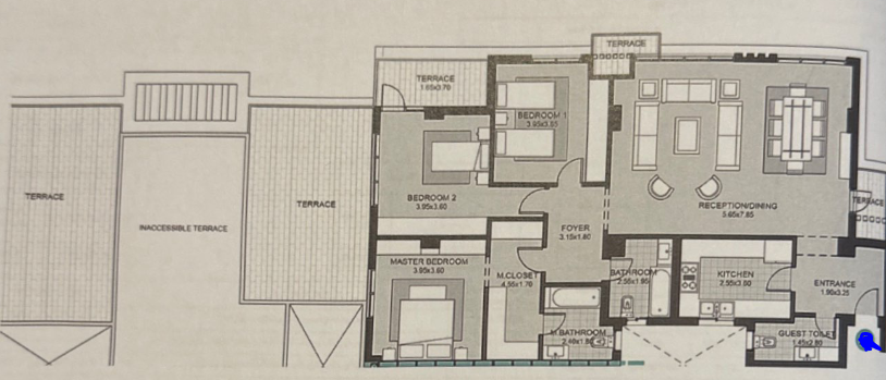 Floor plan for apartment at Sky Condos