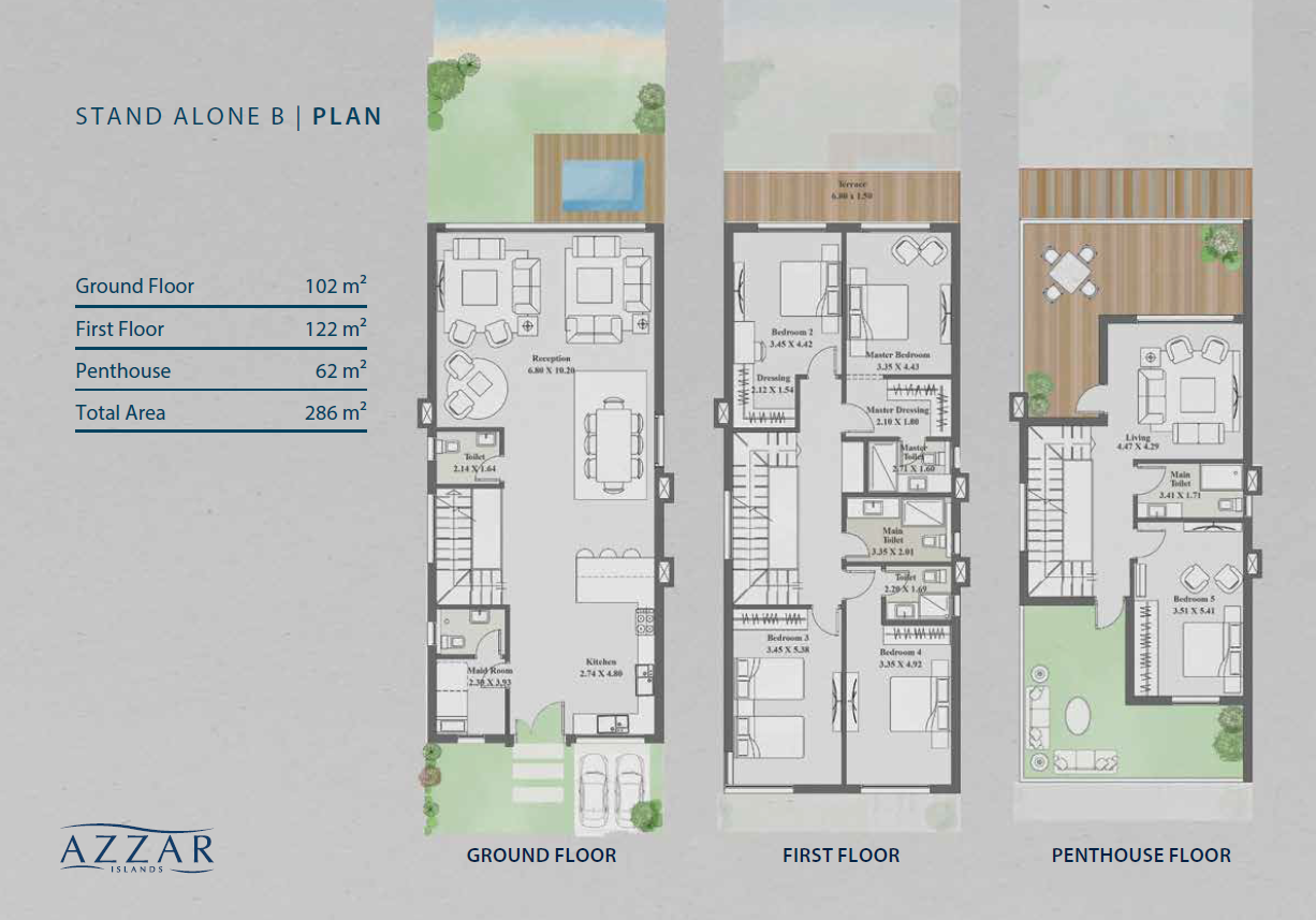 Floor plan for villa at Azzar  Island