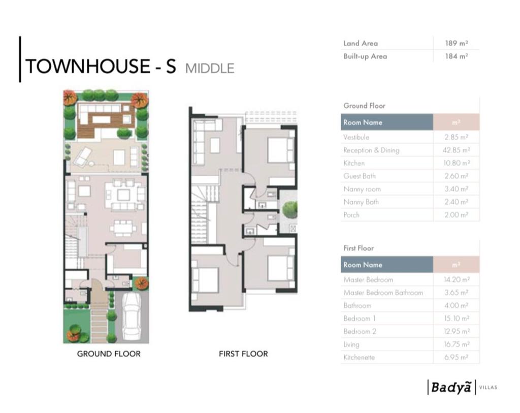 Floor plan for townhouse at Badya