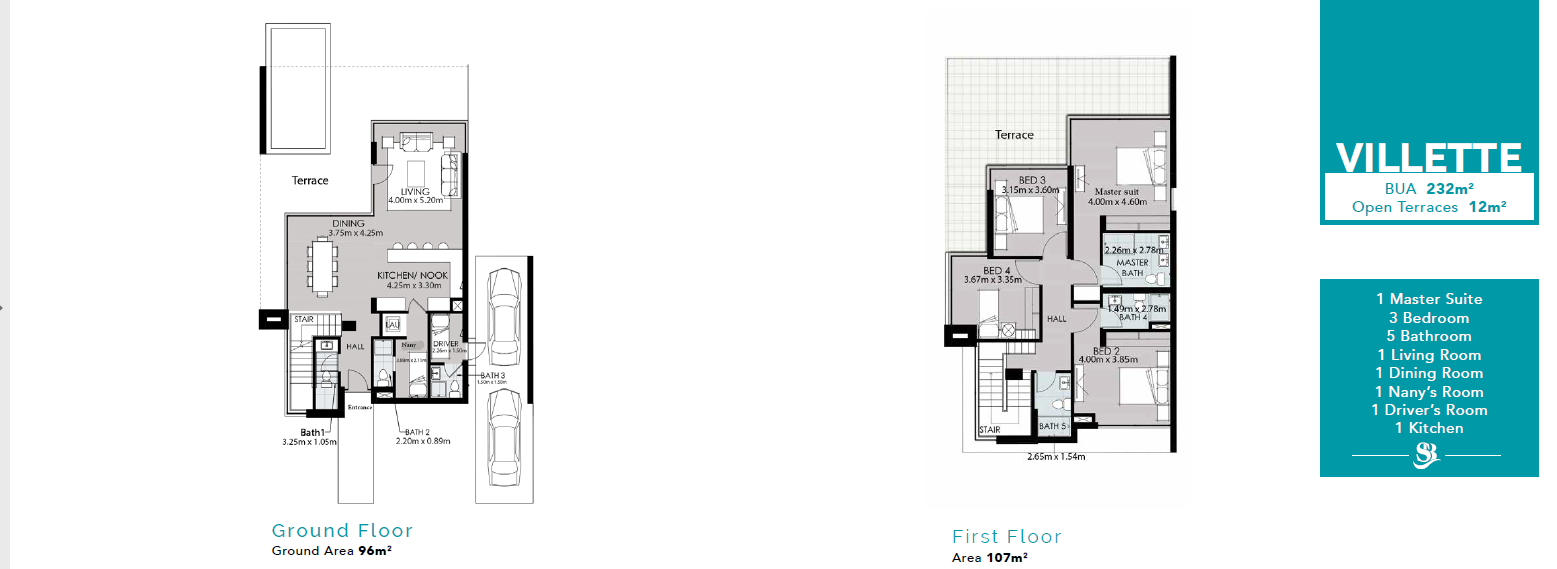 Floor plan for villa at Smeralda Bay Sidi Heneish -Sbay