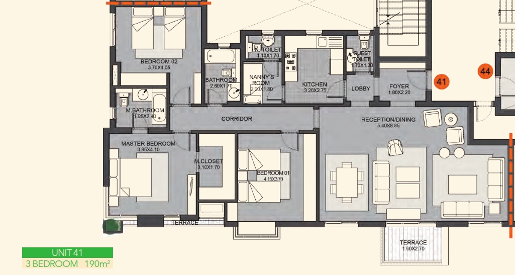 Floor plan for apartment at Eastown Residence