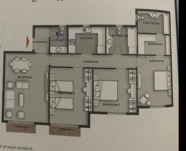 Floor plan for penthouse at Mountain View ICity New Cairo