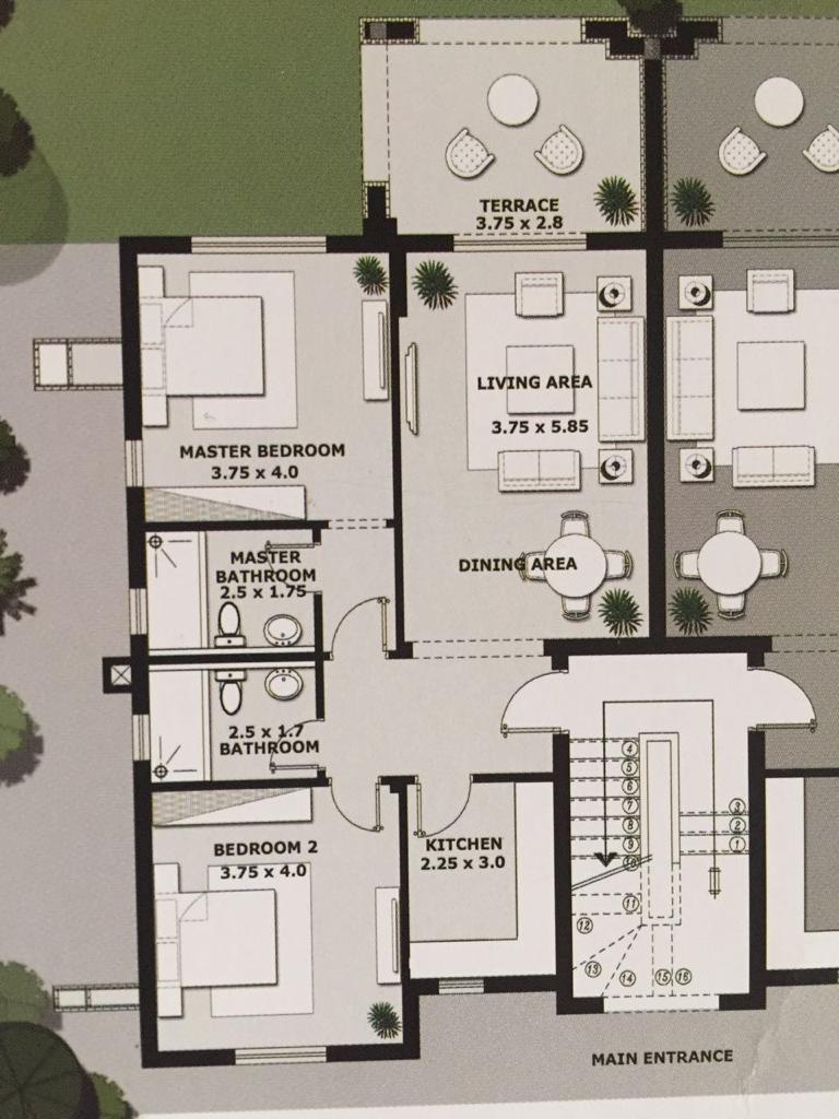 Floor plan for chalet at Amwaj