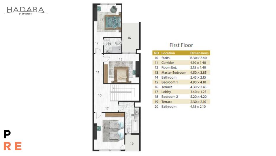 Floor plan for townhouse at Hadaba