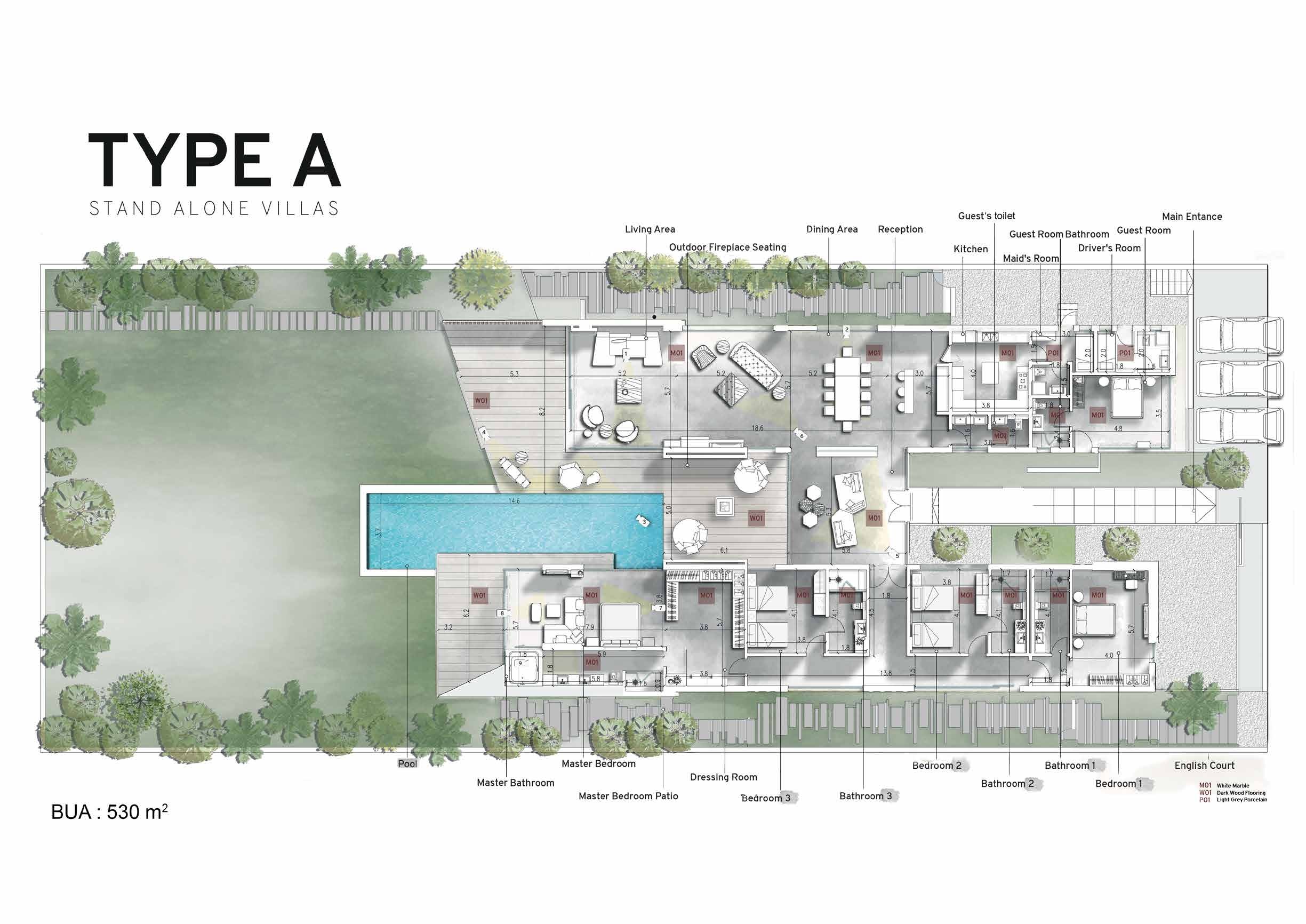 Floor plan for villa at Azha