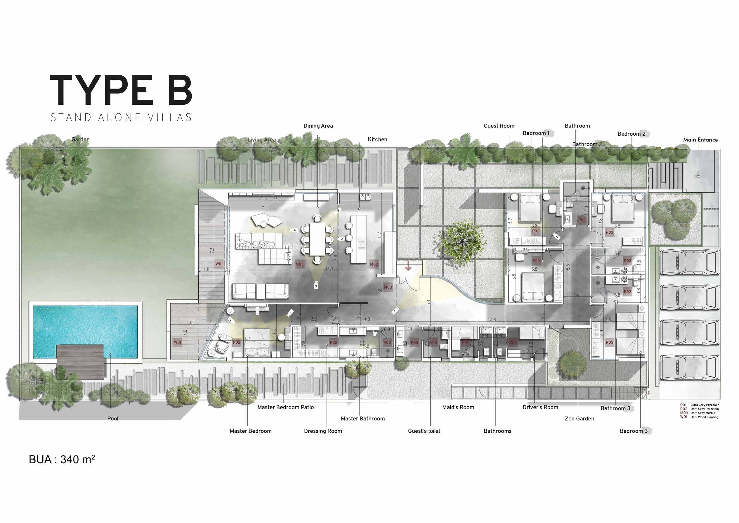 Floor plan for villa at Azha