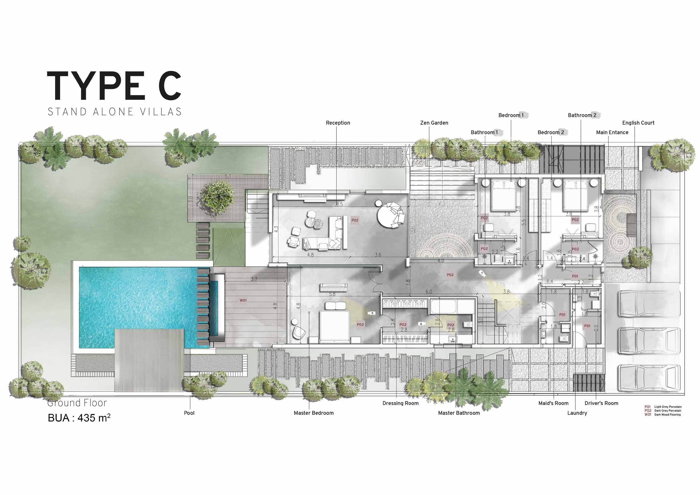 Floor plan for villa at Azha