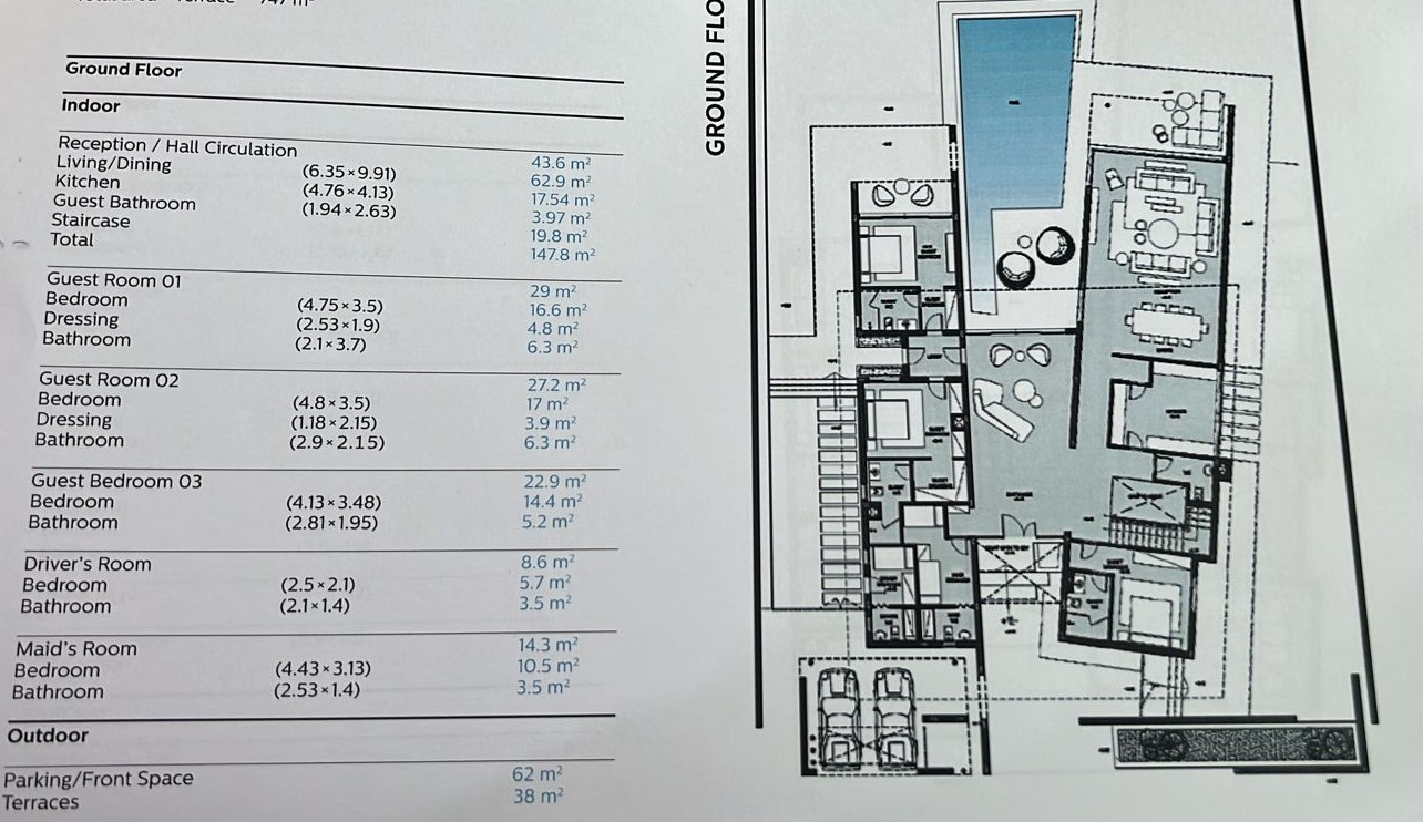 Floor plan for villa at Seashell Sidi Abdel Rahman