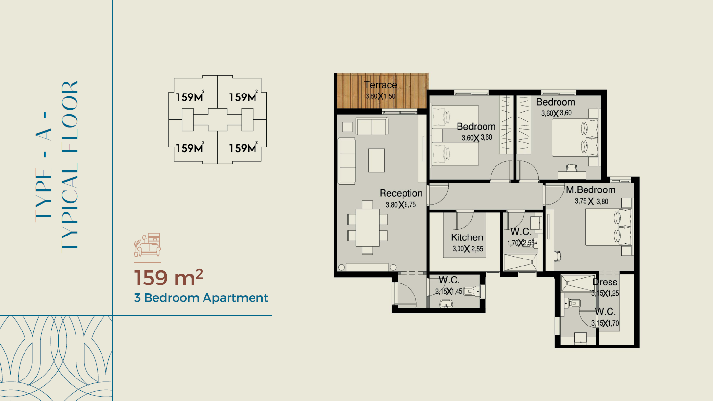 Floor plan for apartment at Nile Boulevard