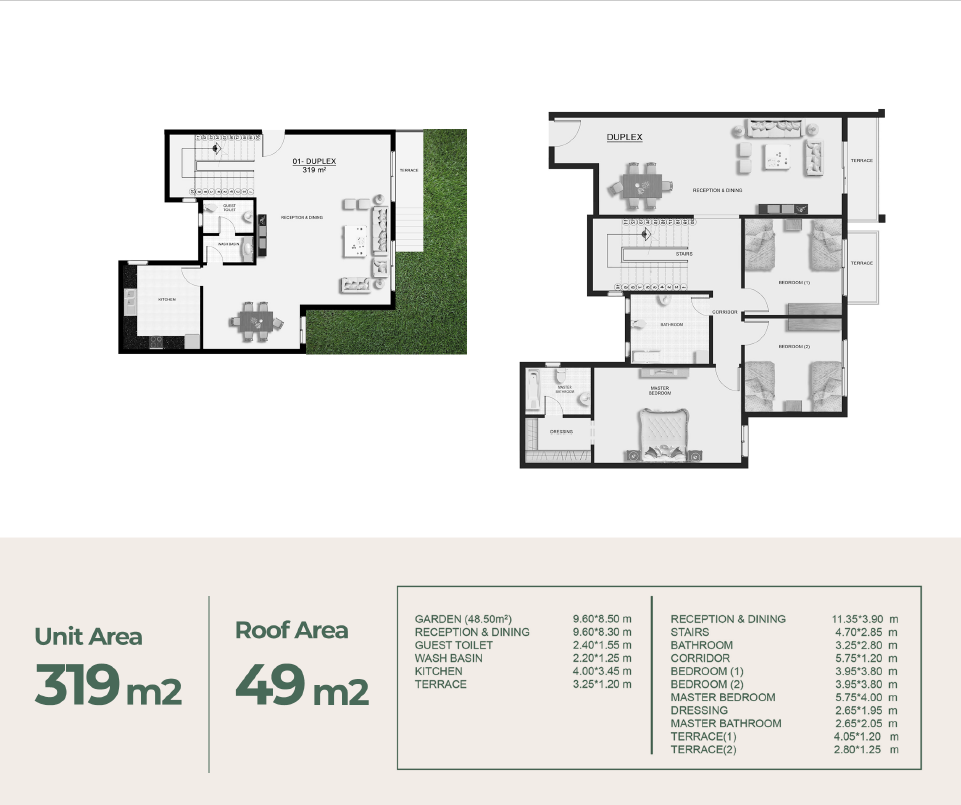 Floor plan for duplex at Botanica Residential