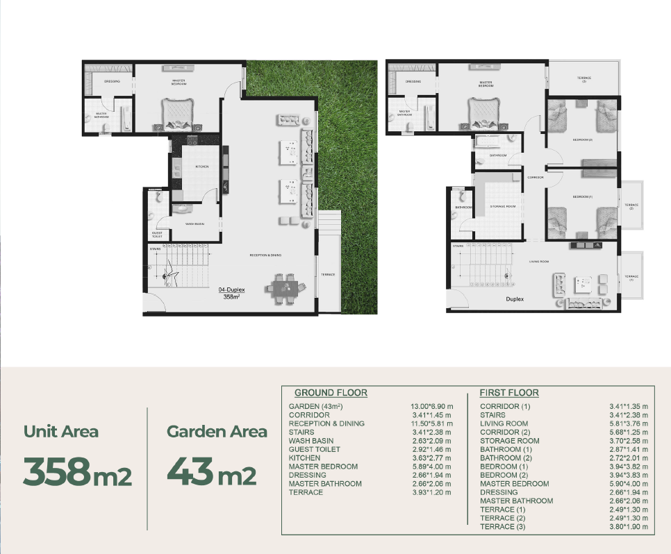 Floor plan for duplex at Botanica Residential