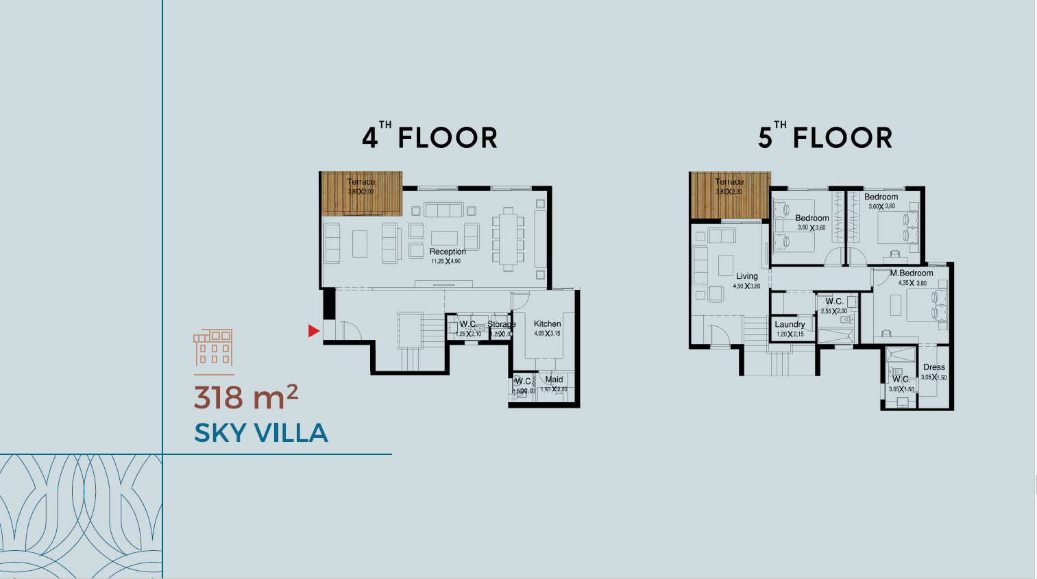 Floor plan for duplex at Nile Boulevard