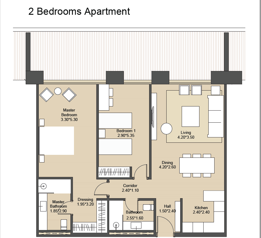 Floor plan for apartment at Il Bayou