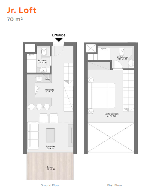 Floor plan for duplex at D-Bay