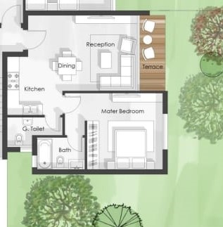 Floor plan for chalet at Cali Coast Ras El Hekma