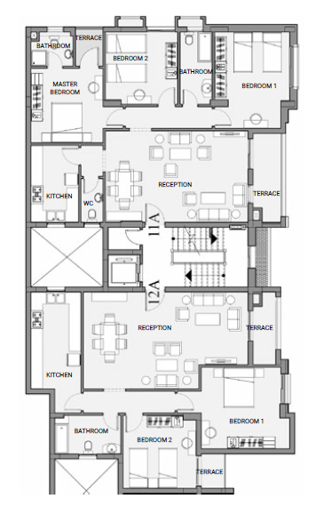 Floor plan for apartment at Sarai