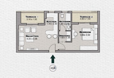 Floor plan for studio at Sarai