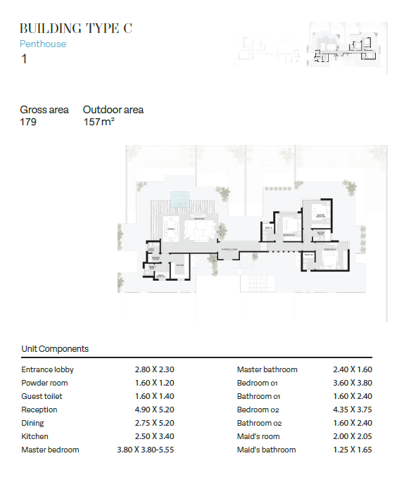 Floor plan for penthouse at The Waterway North Coast