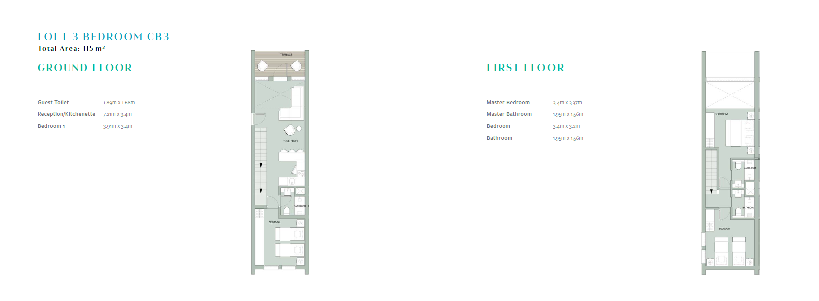 Floor plan for studio at Il Monte Galala