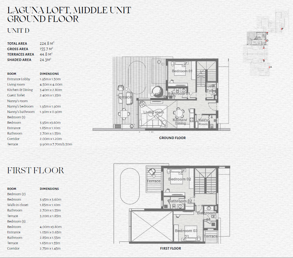 Floor plan for duplex at The Med