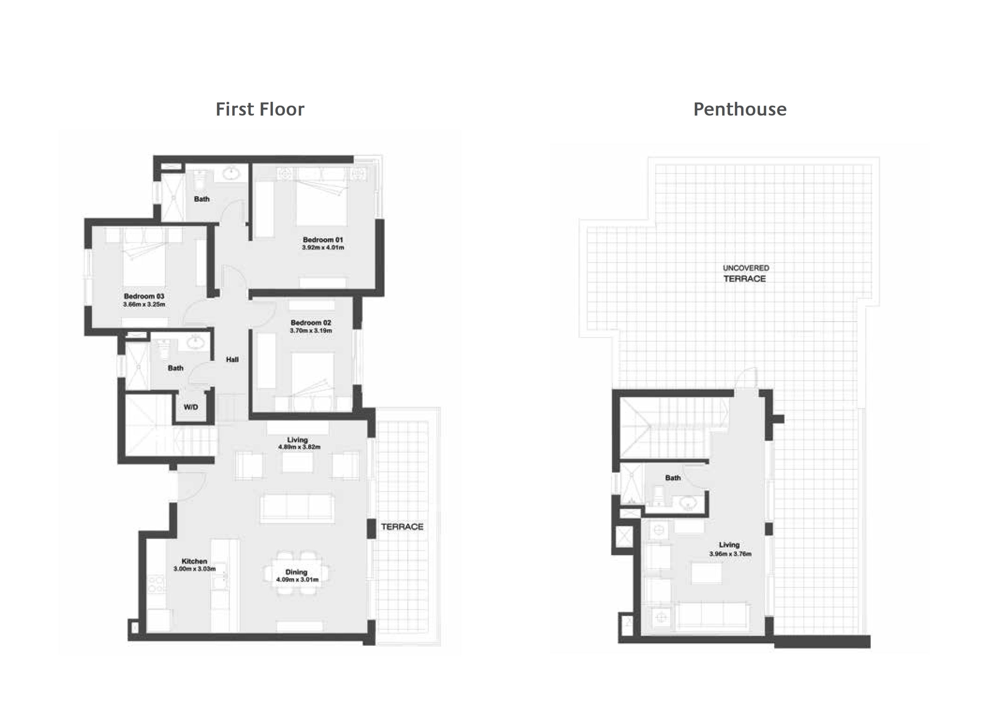 Floor plan for penthouse at Marassi
