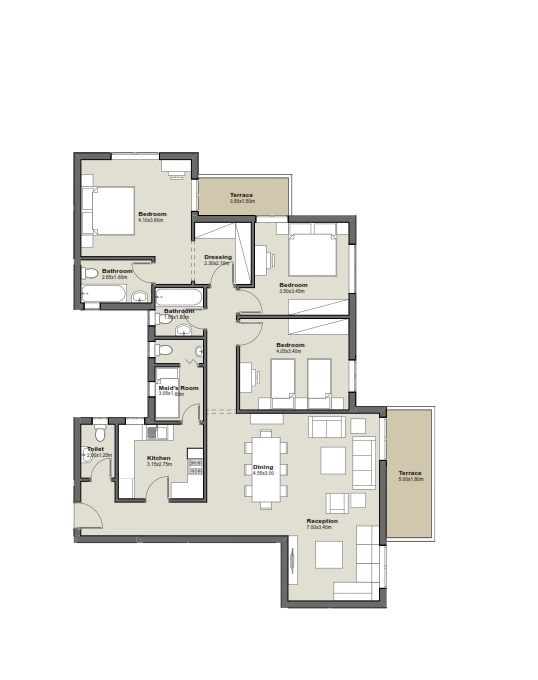 Floor plan for apartment at Axis X Iwan