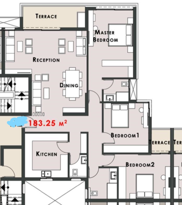Floor plan for apartment at Palm Hills New Cairo