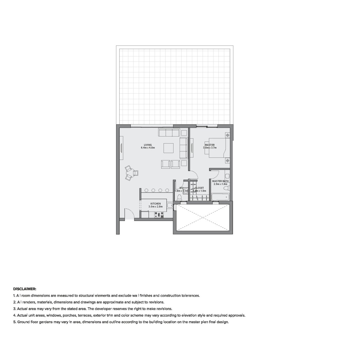 Floor plan for studio at AEON Towers
