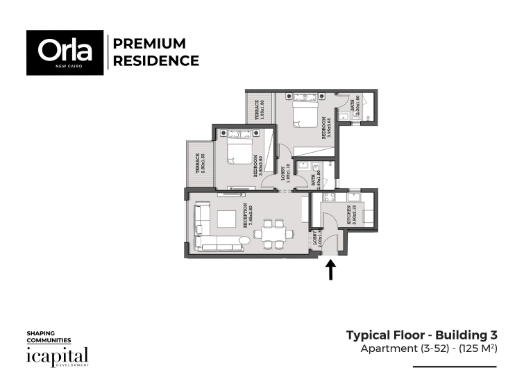 Floor plan for apartment at Orla Residence