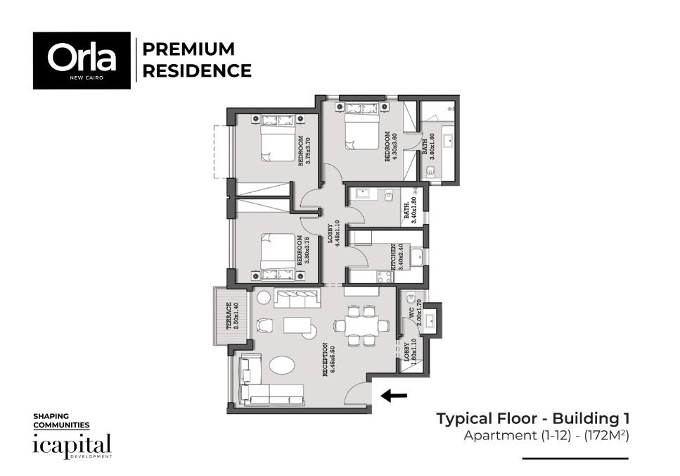 Floor plan for apartment at Orla Residence