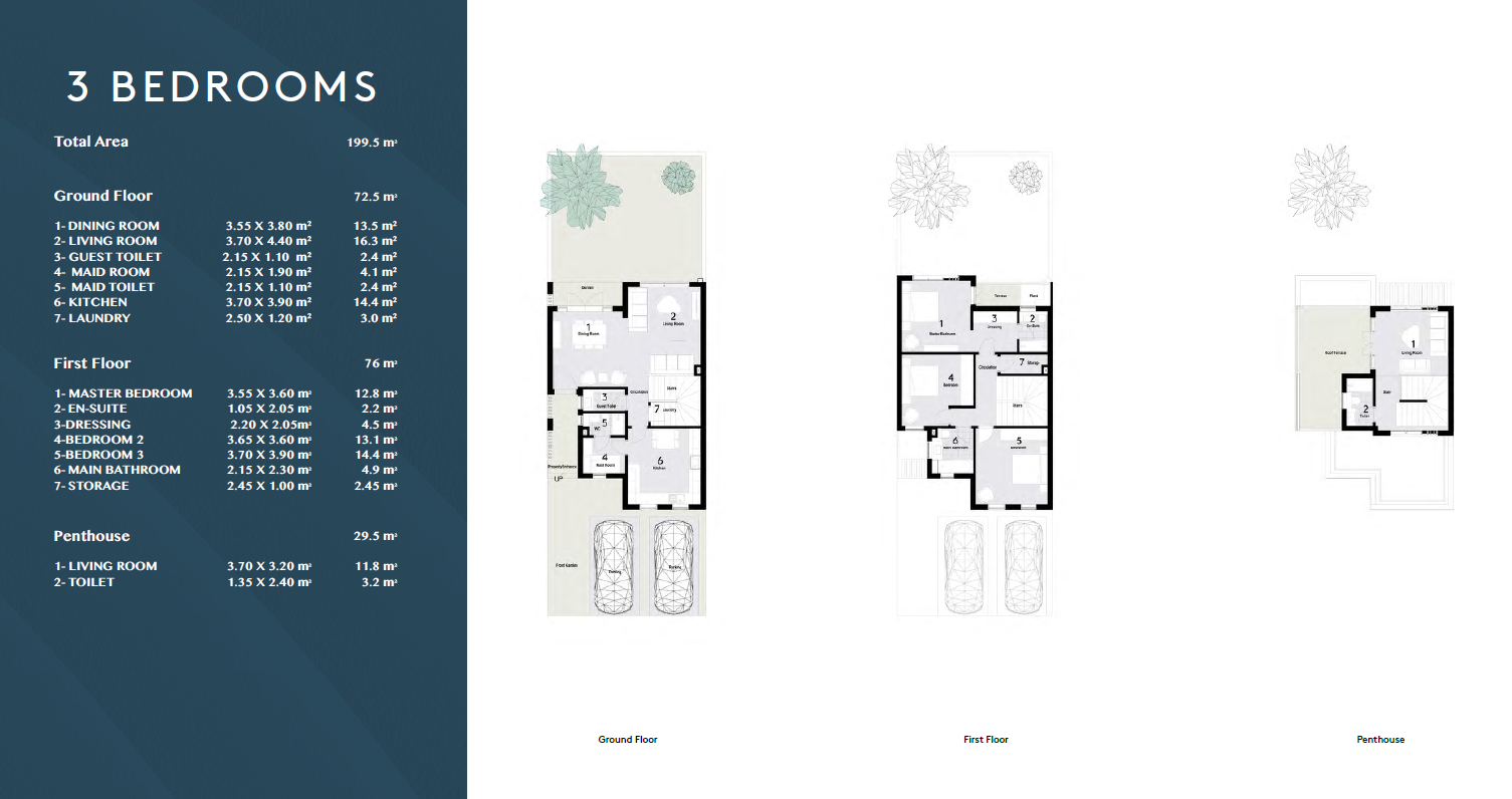 Floor plan for townhouse at Al Burouj