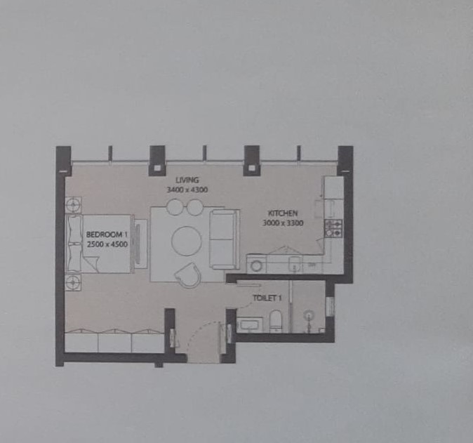 Floor plan for studio at Uptown Cairo