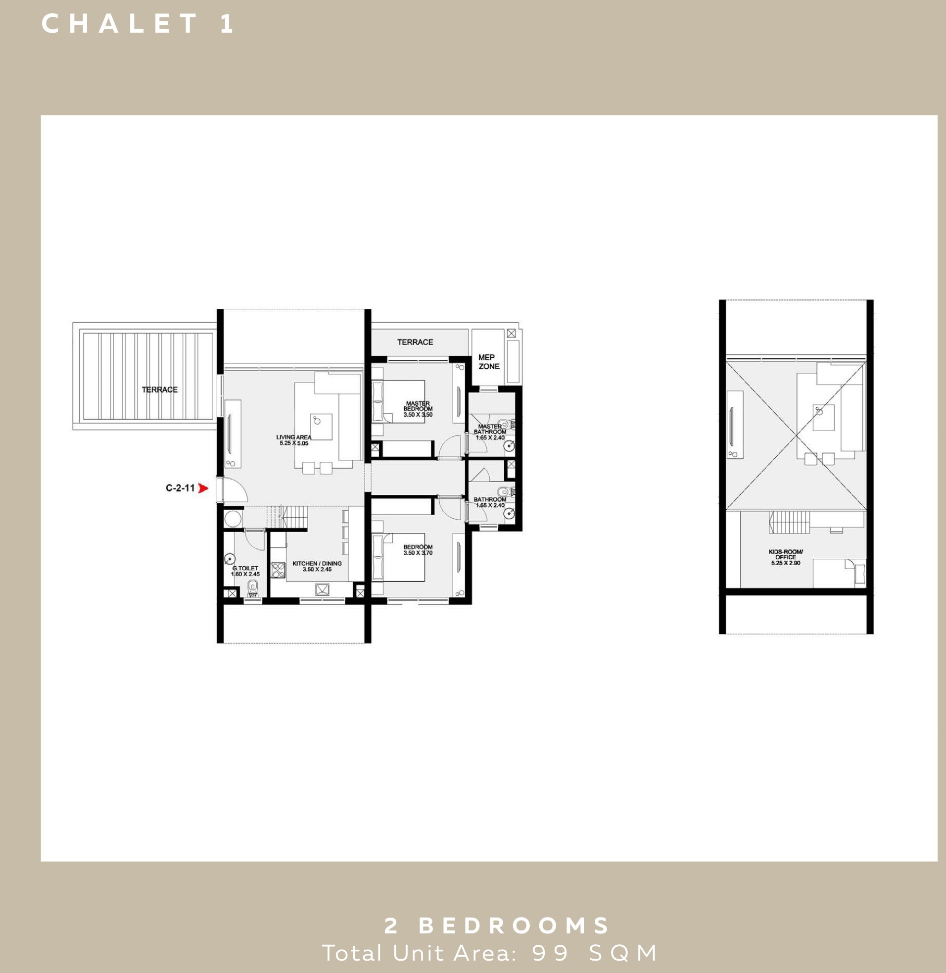 Floor plan for chalet at Kamaran