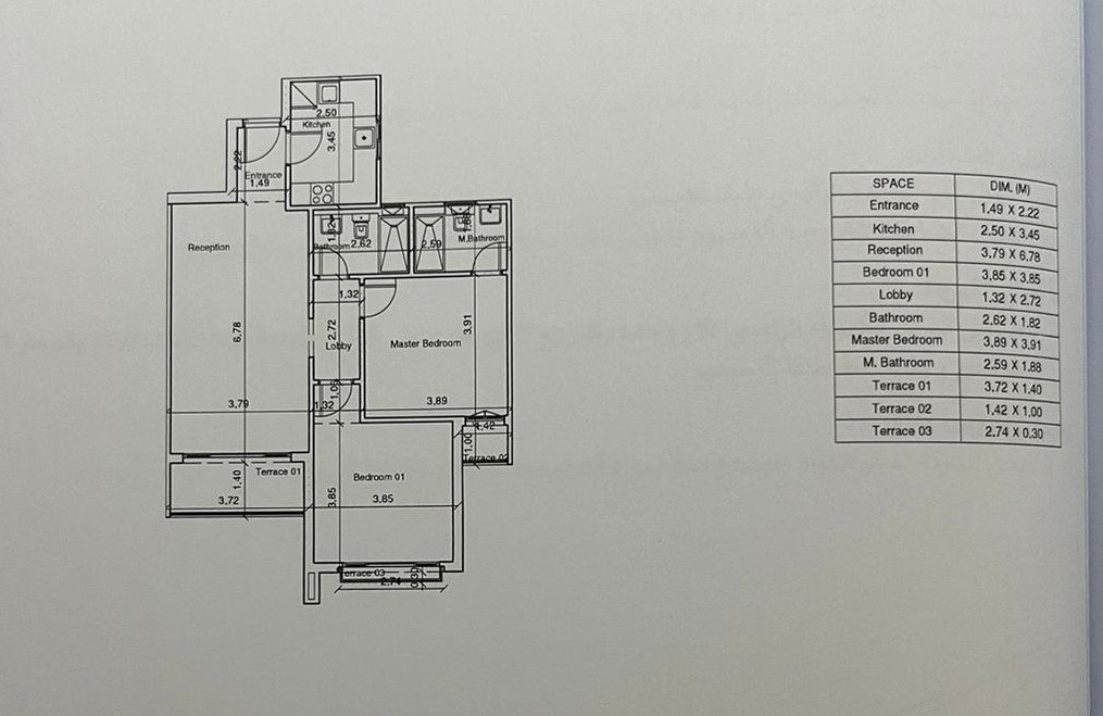 Floor plan for apartment at Residence Eight Sky Abu Dhabi