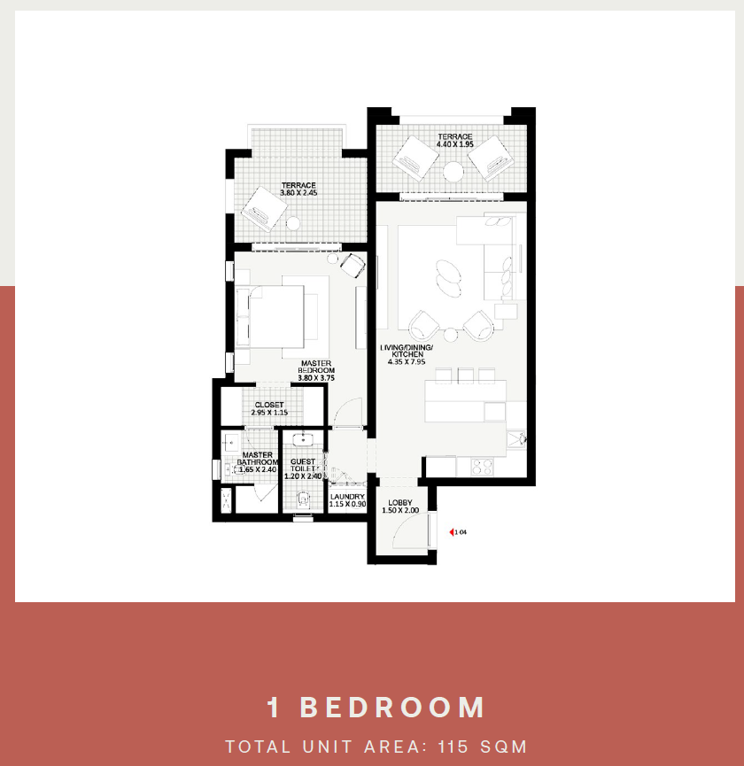 Floor plan for apartment at Miramar Residence