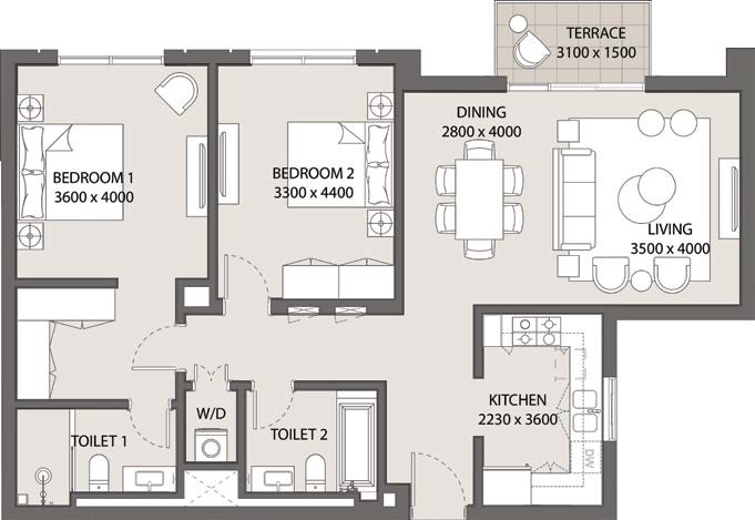 Floor plan for apartment at Uptown Cairo