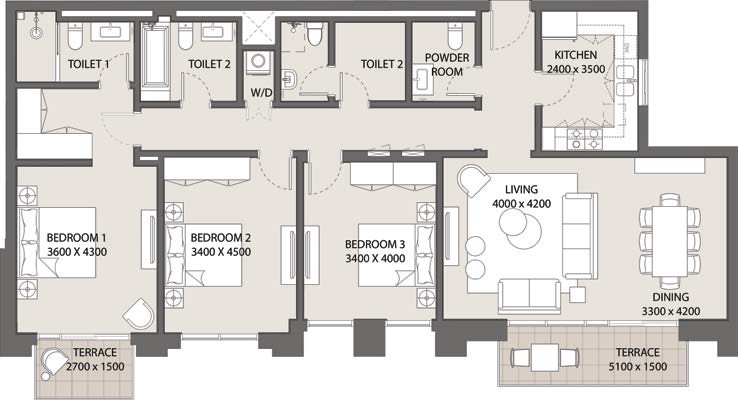 Floor plan for apartment at Uptown Cairo